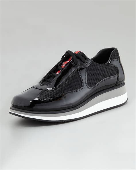 prada wedge sneaker black|high top prada sneakers.